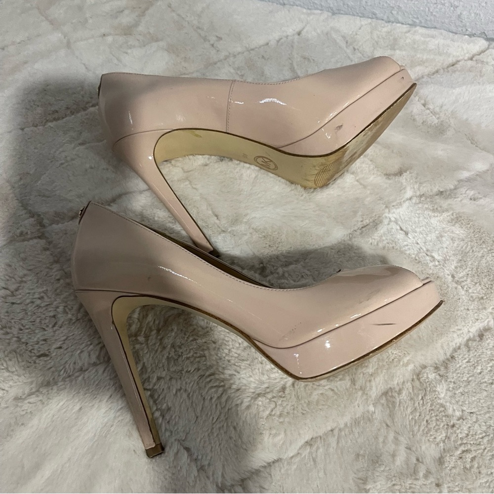 Michael Kors Patent Leather Camel Platform Pumps